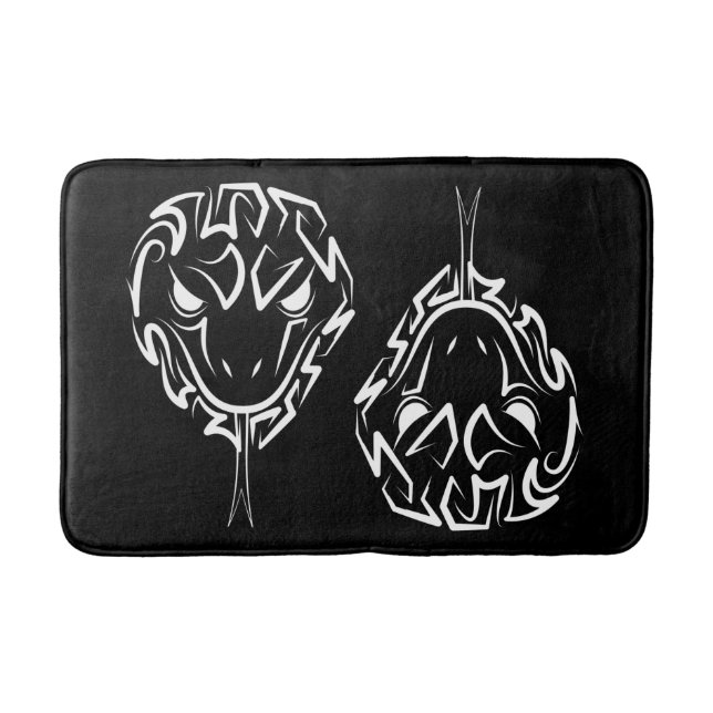 Tapete De Banheiro Cobra de Tribal Negro e Branco (Frente)