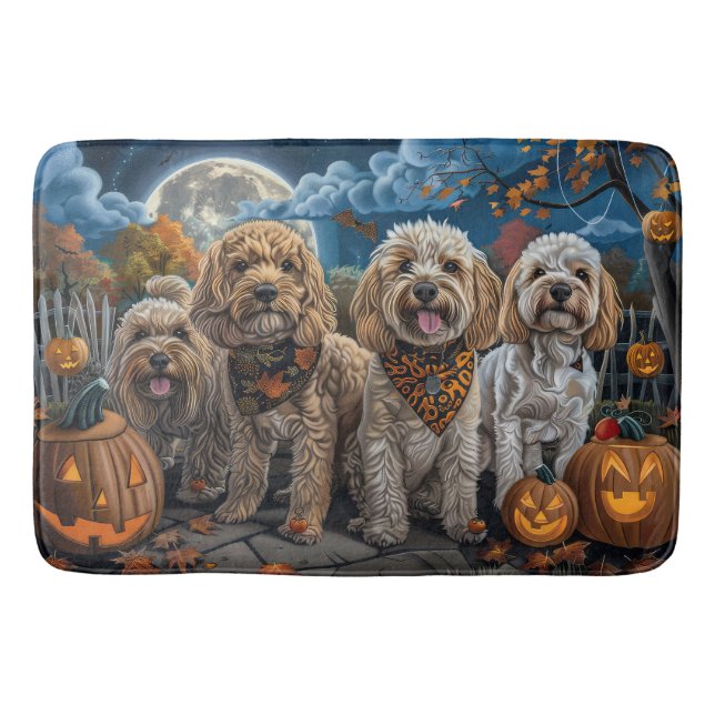 Tapete De Banheiro Cockapoo Halloween Spooky (Frente)