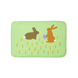 Tapete De Banheiro Coelhinhos de Páscoa e Daffodils