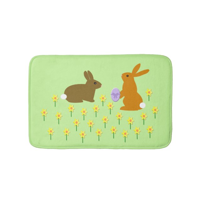 Tapete De Banheiro Coelhinhos de Páscoa e Daffodils (frente)