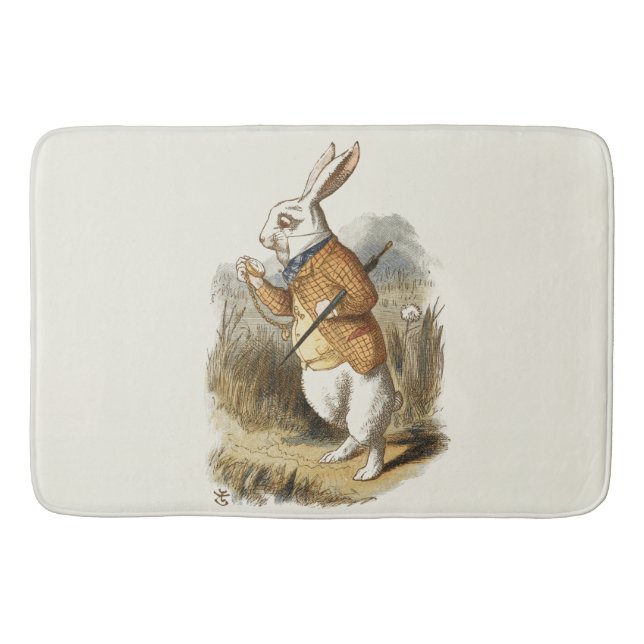 Tapete De Banheiro Coelho Branco de Alice no País das Maravilhas da A (Frente)