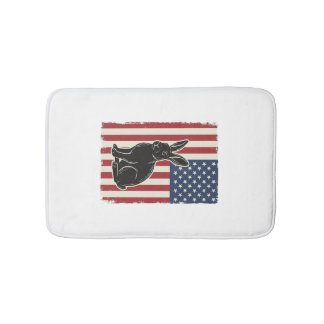 Tapete De Banheiro Coelho Patriótico Bandeira Americana Gravura Vinta