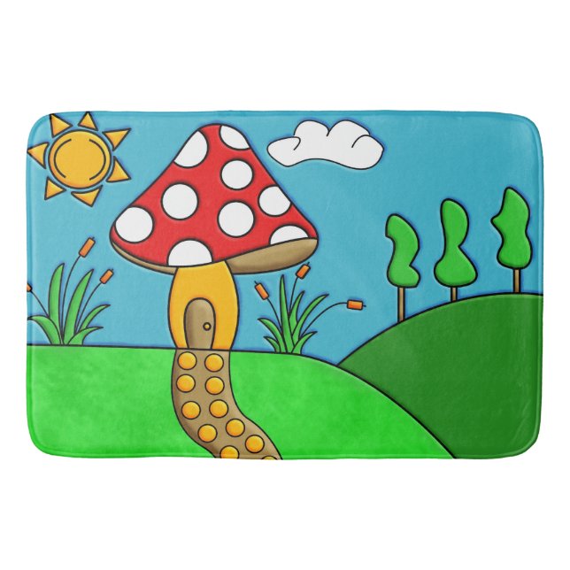 Tapete De Banheiro cogumelo vermelho (Frente)