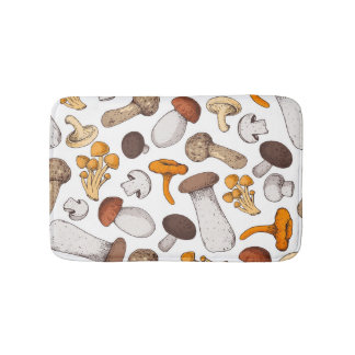 Tapete De Banheiro Cogumelos desenhados à mão: fundo de comida.