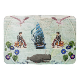 Tapete De Banheiro Colagem da safra Retro com rendas e flores