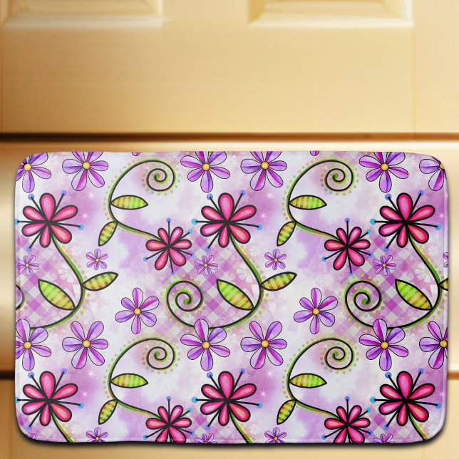 Tapete De Banheiro Colagem Floral do Arco-Íris Holográfico (Criador carregado)