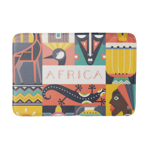 Tapete De Banheiro Colagem simbólica africana da arte