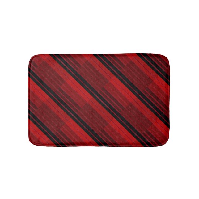 Tapete De Banheiro Coleta de Patches Geométricas Vermelha e Preta (frente)