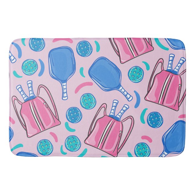 Tapete De Banheiro Coletes e bolas de piclebol rosa (Frente)