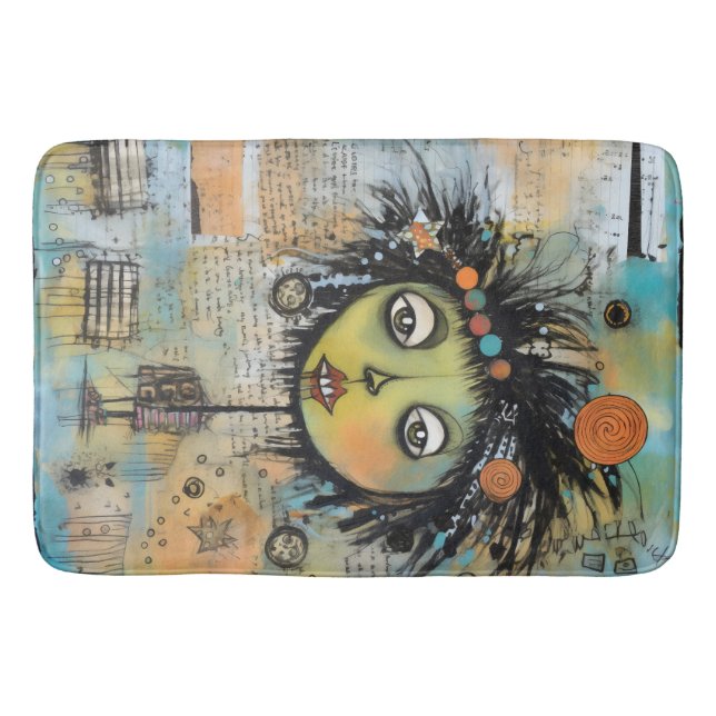 Tapete De Banheiro Collage Art Girl Lady 7 (Frente)