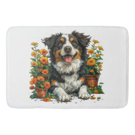 Tapete De Banheiro Collie De Borda Corta Em Flores