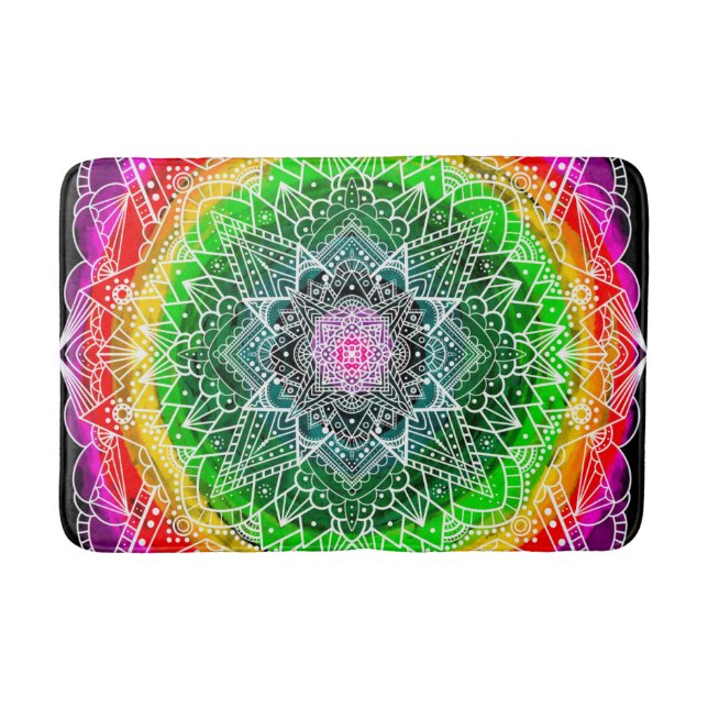 Tapete De Banheiro Color Burst Rainbow Prism Mandala (Frente)