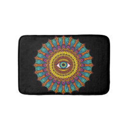 Tapete De Banheiro Colorful 90s Mandala Art -Trippy Third Eye Graphic