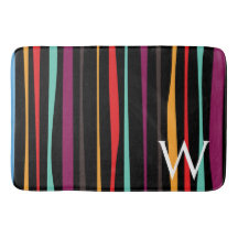Colorful stripes custom monogram Bath Mat