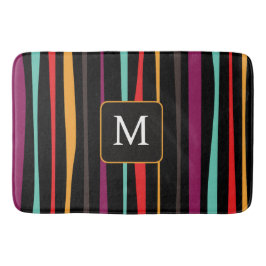 Tapete De Banheiro Colorful stripes custom monogram Bath Mat