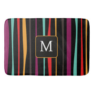 Tapete De Banheiro Colorful stripes custom monogram Bath Mat