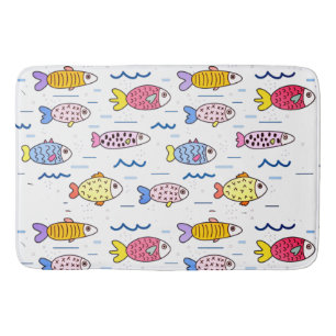 Tapete De Banheiro Colorida Escola de Peixes