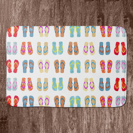 Tapete De Banheiro Colorida Summer Beach Chinelos Bath Mat