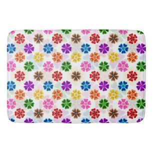 Tapete De Banheiro Colorido Design de Flores de Arco-Íris Retro Branc