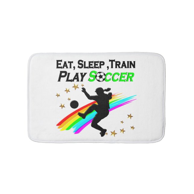 TAPETE DE BANHEIRO COMA, DORME, TREM JOGAR FUTEBOL (frente)