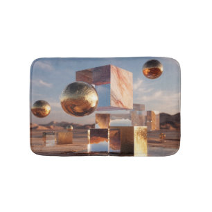 Tapete De Banheiro Composição Geométrica Surrealista com Esferas Dour