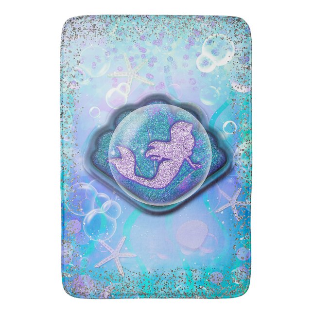 Tapete De Banheiro Concha Digna de uma Sereia Garotas Brilhantes Mági (Frente Vertical)