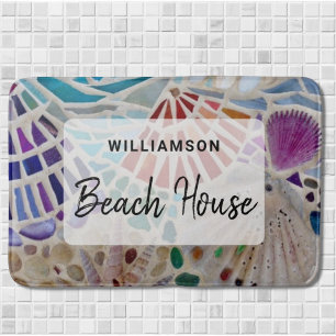 Tapete De Banheiro Conchas Personalizadas de Casa de Praia