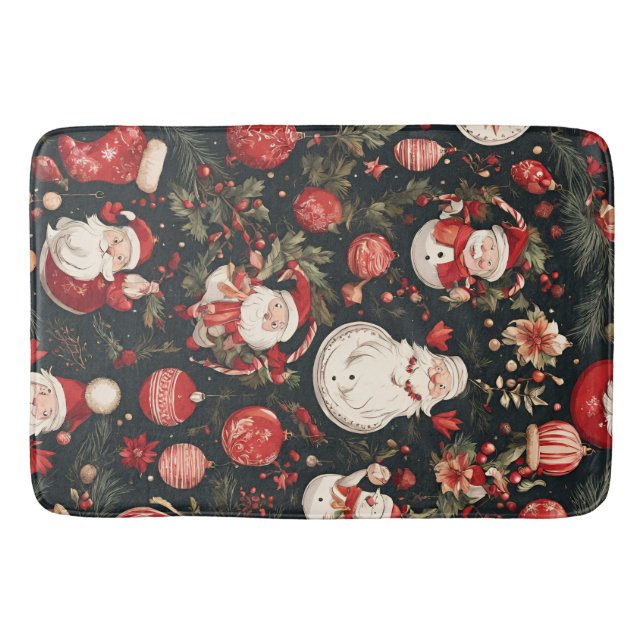 Tapete De Banheiro Condecorações de natal, folhas, flores (Frente)