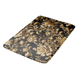 Tapete De Banheiro Conforto opulente: Preto e Dourado Floral