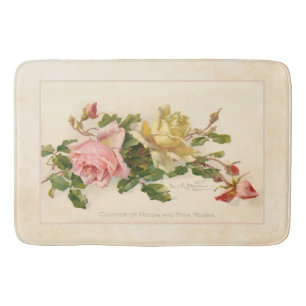 Tapete De Banheiro Conjunto do vintage de rosas cor-de-rosa e