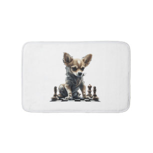 Tapete De Banheiro Conselho do jogador de xadrez Chihuahua Chess Quee