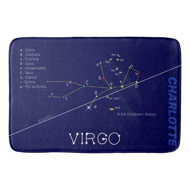 Tapete De Banheiro Constelação Zodiac Virgo (Frente)