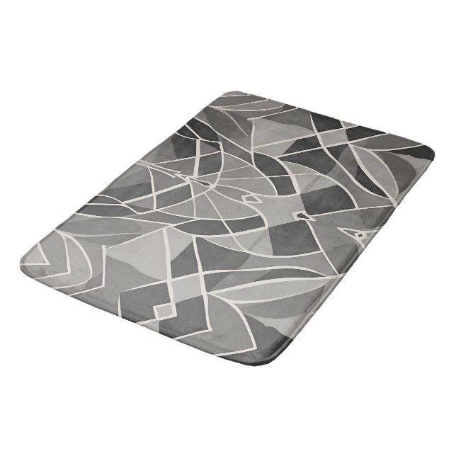 Tapete De Banheiro Contemporâneo Elegante Geométrico de Cinzas Minima (Angulado)