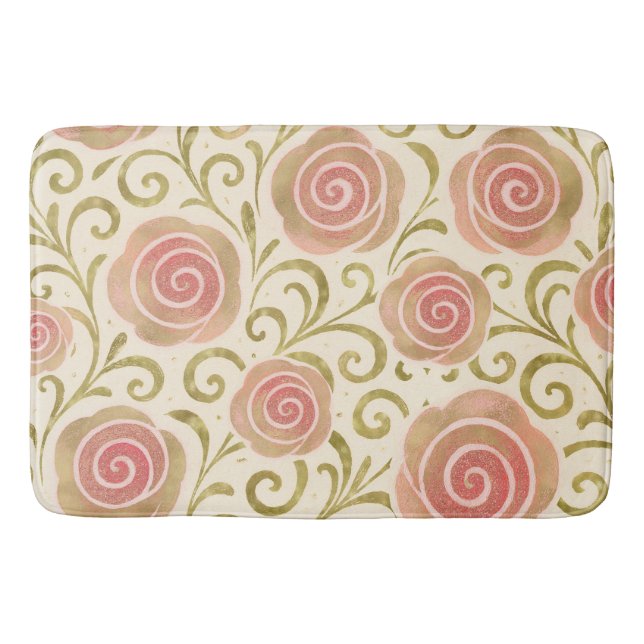 Tapete De Banheiro Conto de Fadas Rosa e Dourado Rosas Princesas de L (Frente)