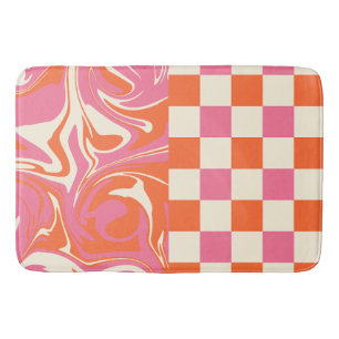 Tapete De Banheiro Controlos e picos - Rosa, Laranja e Creme