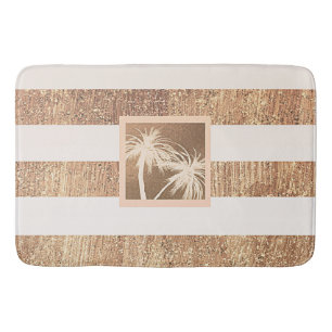 Tapete De Banheiro Copper & Cream Palmeiras Tropicais Brilho Chique