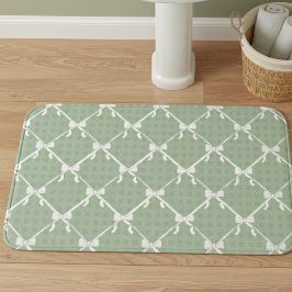 Tapete De Banheiro Coquette Bows Gingham Pattern Cream Sage Green 