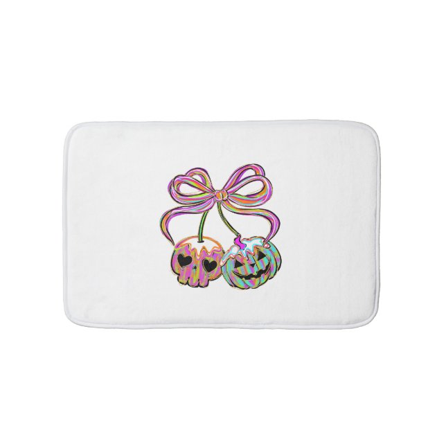 Tapete De Banheiro Coquette Pumpkin Cherries Halloween (frente)