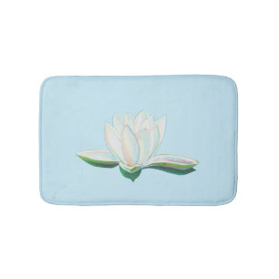Tapete De Banheiro Cor branca da flor do lótus Ilustração azul claro
