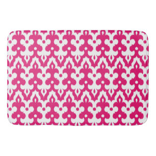 Tapete De Banheiro Cor damasco de Ikat marroquina, cor-de-rosa e bran