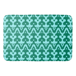 Tapete De Banheiro Cor damasco de Ikat, Turquesa e Aqua marroquinos