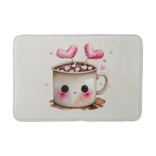 Tapete De Banheiro Cor-de-rosa-branca e creme Mug de chocolate quente