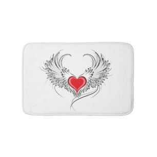 Tapete De Banheiro Coração Anjo Vermelho com asas