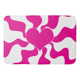 Tapete De Banheiro Coração de Amor em Magenta e Branco