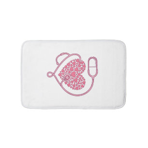 Tapete De Banheiro Coração Estetoscópio Amor Médico Desenho de Camisa