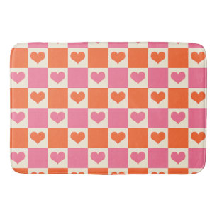 Tapete De Banheiro Corações da Desktop Board em rosa, laranja e creme