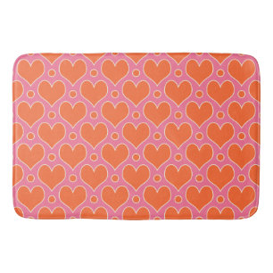 Tapete De Banheiro Corações de Amor e Padrão de Bolinhas em Rosa, Lar