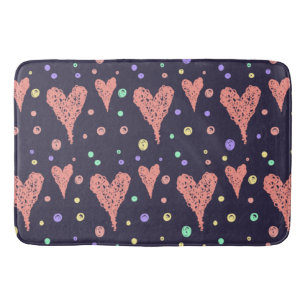 Tapete De Banheiro Corações de Padrão Corações Coloridas Girly Modern
