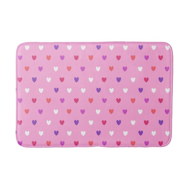 Tapete De Banheiro Corações de polca a rosa (Frente)