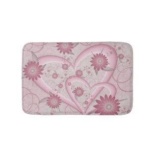 Tapete De Banheiro Corações e flores cor-de-Abstrato cor-de-rosa ador